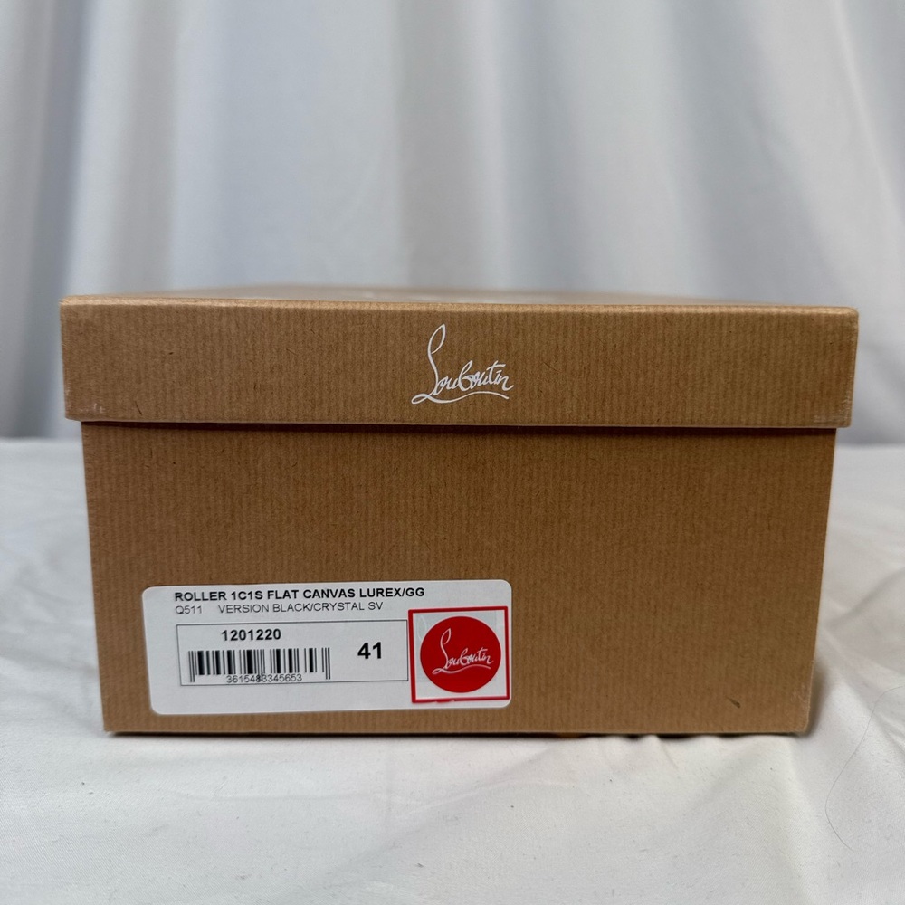 Christian Louboutin Black/Crystal Sv Version Roller 1c1s Flat Shoes - Picture 10 of 11